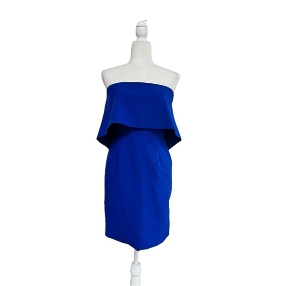 Jay Godrey Viola Strapless Cocktail Party Mini Dress Cobalt Blue Womens Size 4 - Picture 2 of 15